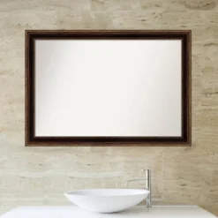 40" X 28" Non-Beveled Corded Bathroom Wall Mirror Bronze - Amanti Art -Home Furniture GUEST 3ff2e5a6 0f05 4b01 8b17 59b836e740ea