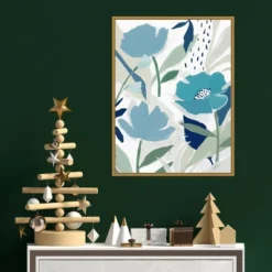 18" X 24" Song Of The Wind I Blue Flowers By Isabelle Z Framed Canvas Wall Art - Amanti Art -Home Furniture GUEST 404a2489 5b14 4a82 83f2 ca1313169585