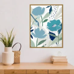 18" X 24" Song Of The Wind I Blue Flowers By Isabelle Z Framed Canvas Wall Art - Amanti Art -Home Furniture GUEST 410d6563 4da0 40f4 bd4b 5fea3761a02f