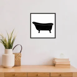 16" X 16" Bathroom Puns I No Words By Becky Thorns Framed Canvas Wall Art Black - Amanti Art -Home Furniture GUEST 4137653d e1e9 4af9 968d 2591dae783fc