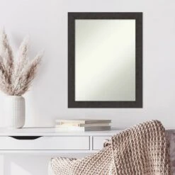 22" X 28" Non-Beveled Rustic Plank Espresso Narrow Wall Mirror - Amanti Art -Home Furniture GUEST 419076ab e972 43c1 bb33 617cc574287b