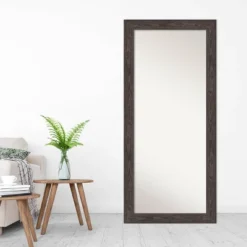30" X 66" Non-Beveled Bridge Black Wood Full Length Floor Leaner Mirror - Amanti Art -Home Furniture GUEST 4296e396 a2bf 47ae 80f2 c3b59ffee131