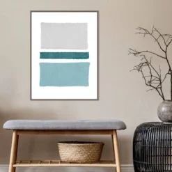 22" X 30" Painted Weaving V Blue Green By Piper Rhue Framed Canvas Wall Art Gray Wash - Amanti Art -Home Furniture GUEST 42c0bda3 7836 4785 b796 8352149edf93