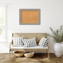 33"x25" Wood Frame Natural Cork Board Fleur Champagne Silver - Amanti Art -Home Furniture GUEST 43370638 d5b2 43e9 9b00 6ade912d1043