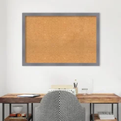 38"x26" Edwin Wood Frame Natural Cork Board Gray - Amanti Art: Bulletin Board For Office, Wall Mount, 26" Length -Home Furniture GUEST 445f6947 a8dd 4c86 a2de 50f780db53be