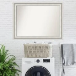 44" X 33" Non-Beveled Parlor White Wall Mirror - Amanti Art -Home Furniture GUEST 448bce11 22c8 4562 899c 9ec192887af0