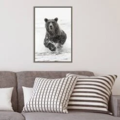 16" X 23" Bear Fishing For Salmon By Adam Jones Danita Delimont Framed Canvas Wall Art Brown - Amanti Art -Home Furniture GUEST 451f98a7 5cfb 4aab 9465 fa68af584316