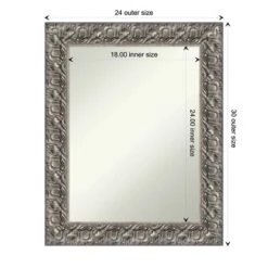 24" X 30" Non-Beveled Silver Luxor Wood Wall Mirror - Amanti Art -Home Furniture GUEST 4533da26 2791 4eac abdf adb88d8a029f