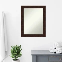22" X 28" Non-Beveled William Mottled Bronze Narrow Bathroom Wall Mirror - Amanti Art -Home Furniture GUEST 45766457 f100 46bc a693 5b921c9b5320