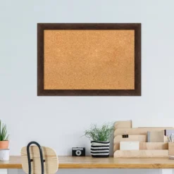 27"x19" Narrow Wood Frame Cork Board Warm Walnut - Amanti Art -Home Furniture GUEST 45805162 4d27 48c2 a942 e015d3a0f5f3