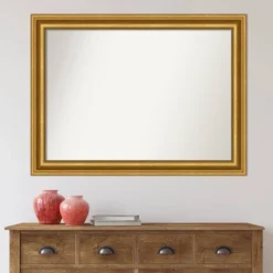 44" X 33" Non-Beveled Parlor Bathroom Wall Mirror Gold - Amanti Art -Home Furniture GUEST 4601ea5a 7f20 40fb a508 ffc2ba3a037d