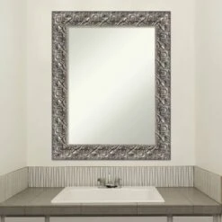 24" X 30" Non-Beveled Silver Luxor Wood Bathroom Wall Mirror - Amanti Art -Home Furniture GUEST 4655ed46 6f23 443f 8930 e0f2b347631e