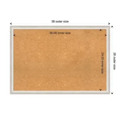 38"x26" Two Tone Wood Frame Cork Board Silver - Amanti Art: Wall Mount, Bulletin, Large Size -Home Furniture GUEST 4780eb3b d7a8 4679 b45d c2fa47e87ec7