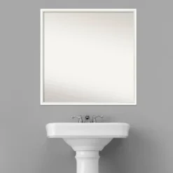 27" X 27" Non-Beveled Lucie Wood Bathroom Wall Mirror White - Amanti Art -Home Furniture GUEST 4864db21 9f6b 46ee 8fe3 1fc480ebaf33