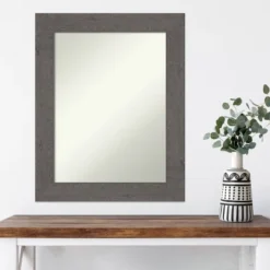 24" X 30" Non-Beveled Rustic Plank Gray Wall Mirror - Amanti Art -Home Furniture GUEST 486ca7af 4443 4db5 b52d fd45e4573138