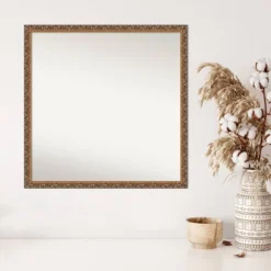 28" X 28" Non-Beveled Antique Bronze Wood Wall Mirror - Amanti Art -Home Furniture GUEST 489828b3 8a70 4d5c 9a38 63e65beb0fc6