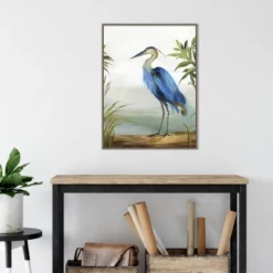 22" X 30" Blue Heron By Aimee Wilson Framed Canvas Wall Art Gray Wash - Amanti Art -Home Furniture GUEST 494552bd fc7d 438f 833e 79f46934f69f