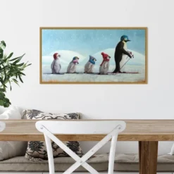 26" X 14" Ski School Penguins By Lucia Heffernan Framed Canvas Wall Art - Amanti Art -Home Furniture GUEST 49da27c5 4c6d 460b b5a8 2c45cc898c76