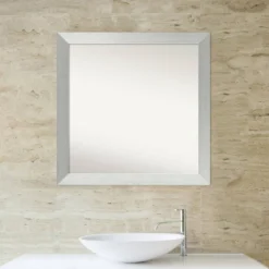 30" X 30" Non-Beveled Wood Bathroom Wall Mirror Brushed Sterling Silver - Amanti Art -Home Furniture GUEST 4a1db4da a77a 488a 981d b8d19f3a5c9c
