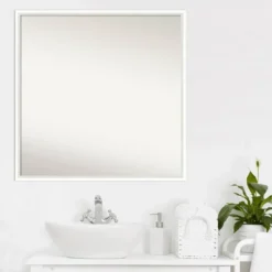 27" X 27" Non-Beveled Lucie Wood Bathroom Wall Mirror White - Amanti Art -Home Furniture GUEST 4abe85ae f48c 44f2 bdb7 fa8b3bc2f8a3
