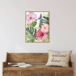 18" X 24" Hibiscus And Hummingbird I By Paxton Parker Framed Canvas Wall Art - Amanti Art -Home Furniture GUEST 4aeadbb9 8a6b 4346 8f0f 8a53b9bd2ed8