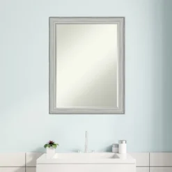 Amanti Art Bel Volto Silver Petite Bevel Wood Bathroom Wall Mirror 27 X 21 In. -Home Furniture GUEST 4b6953af 0589 4b40 bb12 9f2dd55e4cd6