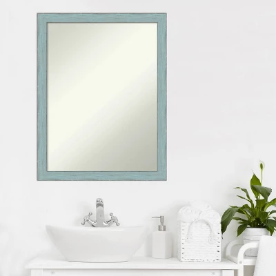 20" X 26" Non-Beveled Sky Blue Rustic Wood Bathroom Wall Mirror - Amanti Art 7 20" X 26" Non-Beveled Sky Blue Rustic Wood Bathroom Wall Mirror - Amanti Art - Image 5