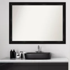 42" X 31" Non-Beveled Grand Narrow Bathroom Wall Mirror Black - Amanti Art -Home Furniture GUEST 4c46bf82 030f 40b6 85e4 bcc5012a0622