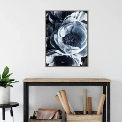 22" X 30" Peony Blue Petals III By Ashley Aldridge Framed Canvas Wall Art Gray Wash - Amanti Art -Home Furniture GUEST 4dc7a42d aabb 412f a5c1 946c3caf8b46