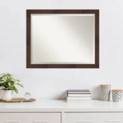 31" X 25" Wildwood Narrow Framed Wall Mirror Brown - Amanti Art -Home Furniture GUEST 4ec002d0 0aef 4f70 8fb1 3bdb85856d22