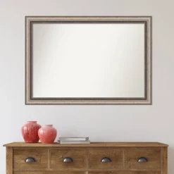 40" X 28" Non-Beveled Lyla Ornate Bathroom Wall Mirror Silver - Amanti Art -Home Furniture GUEST 4fd88774 925a 45a0 ade7 7aaa25a21944