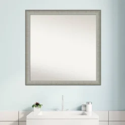 29" X 29" Non-Beveled Elegant Narrow Bathroom Wall Mirror Brushed Pewter - Amanti Art -Home Furniture GUEST 506eadd6 41b9 4fb2 9a69 905e8ddc7330