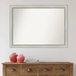 42" X 31" Non-Beveled Flair Patina Bathroom Wall Mirror Silver - Amanti Art -Home Furniture GUEST 50764fbc ef0d 40c5 8b31 424c949a6cb3
