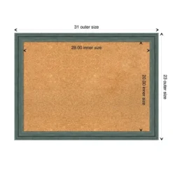 Amanti Art 31"x23" Upcycled Wood Frame Natural Cork Board Teal/Gray : Wall Mounted, Large, Office Bulletin Board -Home Furniture GUEST 50ceab6b 5ac5 4c25 aaec 9f47bf9f4a27