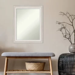 23" X 29" Non-Beveled Trio White Wash Silver Bathroom Wall Mirror - Amanti Art -Home Furniture GUEST 521805ed 5c1a 4441 8d01 7ab7cbcda54a
