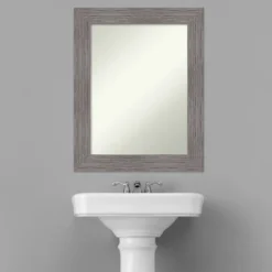 24" X 30" Non-Beveled Pinstripe Plank Gray Bathroom Wall Mirror - Amanti Art -Home Furniture GUEST 526e3f21 d718 4e72 a328 20727d5b4898