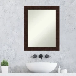 22" X 28" Non-Beveled William Mottled Bronze Narrow Bathroom Wall Mirror - Amanti Art -Home Furniture GUEST 532e5511 e832 4dd1 9052 a14855ff8e18