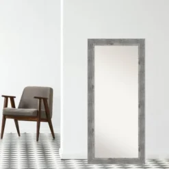 30" X 66" Non-Beveled Bridge Gray Wood Full Length Floor Leaner Mirror - Amanti Art -Home Furniture GUEST 53fa60fe 6a7c 42c8 a0a7 b2fc5e309d93