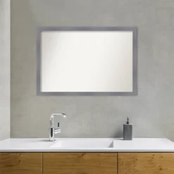 39"x27" Non-Beveled Edwin Wood Bathroom Wall Mirror Gray - Amanti Art: Modern Rectangle, Wall Mount -Home Furniture GUEST 540fa7c3 ef9d 4039 8253 47b4f4eb1841