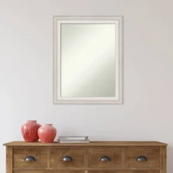 23" X 29" Non-Beveled Trio White Wash Silver Bathroom Wall Mirror - Amanti Art -Home Furniture GUEST 54d65cea f33e 42fb 816b c094e6d1d85a