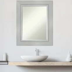 Amanti Art Romano Silver Petite Bevel Wood Bathroom Wall Mirror 31.25 X 25.25 In. -Home Furniture GUEST 5585f410 9001 44cc 86b6 56677e04b421