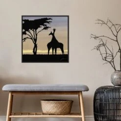 22" X 22" Savanna Giraffes IV By James Burghardt Framed Canvas Wall Art Black - Amanti Art -Home Furniture GUEST 55c8ed5b e786 4313 a980 f69f1bda69aa