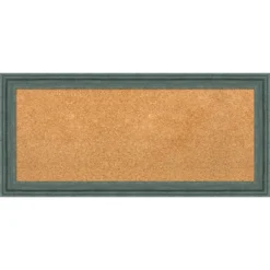 33"x15" Upcycled Wood Frame Natural Cork Board Teal/Gray - Amanti Art: Custom Framed, Wall Mounted, Bulletin Board For Home Office -Home Furniture GUEST 5607634d 2878 46f5 9103 f1e5861750b4
