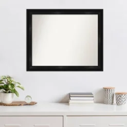 32" X 26" Non-Beveled Grand Black Narrow Wall Mirror - Amanti Art -Home Furniture GUEST 56e1487b 7764 402c b12a 7b8984caf35c
