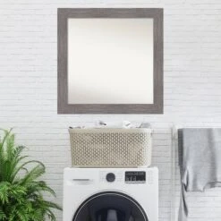 32" X 32" Non-Beveled Pinstripe Plank Gray Wall Mirror - Amanti Art -Home Furniture GUEST 58294340 e92c 487c 9e94 4673d4c29ee5