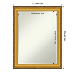 Amanti Art Colonial Embossed Gold Petite Bevel Wood Bathroom Wall Mirror 27.5 X 21.5 In. -Home Furniture GUEST 58436e5c 614e 423c 8602 bef250a74204