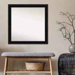 30" X 30" Non-Beveled Corded Black Wall Mirror - Amanti Art -Home Furniture GUEST 5a2a3e41 e0f2 47d2 a89e e70cabf26c4f