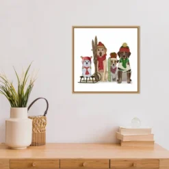 16" X 16" Christmas Dogs Winter Sports Fans By Fab Funky Framed Canvas Wall Art - Amanti Art -Home Furniture GUEST 5b81a8f6 c882 4ea3 a4cb 6301c2ef7a78