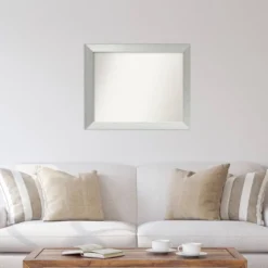 32" X 26" Non-Beveled Brushed Sterling Silver Wood Wall Mirror - Amanti Art: Modern Vanity, Rectangle Shape, Wall Mount -Home Furniture GUEST 5d7d1d84 dce2 43ac bc7f f2507b3acd84