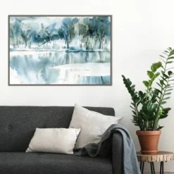 33" X 22" Blue Tree Reflections By Katrina Pete Framed Canvas Wall Art Gray Wash - Amanti Art -Home Furniture GUEST 5d8e38d1 5440 414e 89fb 771c415a41fd